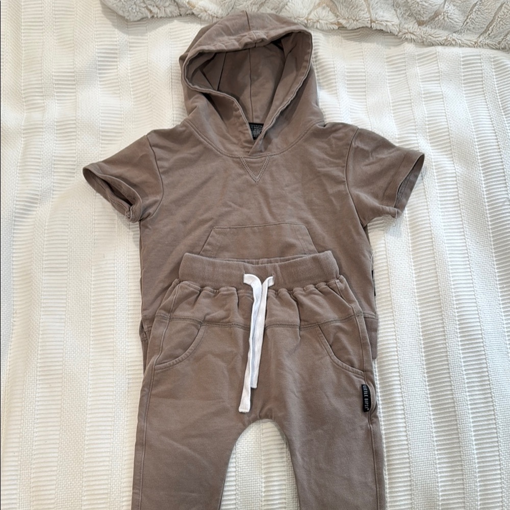 Kids Tan Hoodie and Jogger Set